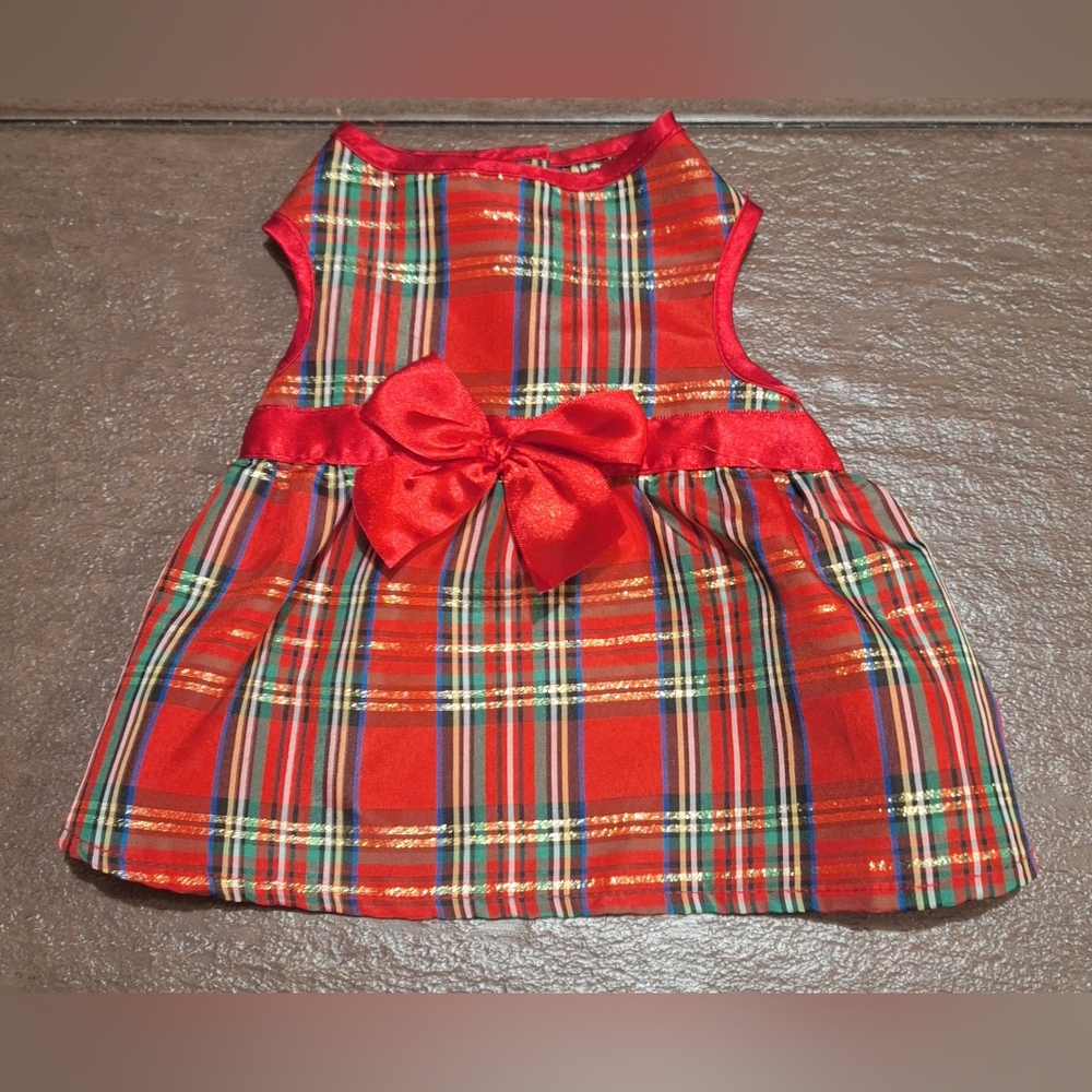 SimplyDog:  Size: X-Small,  Red Holiday Plaid Dress, Christmas Party Dress